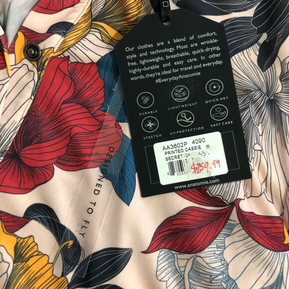 NWT Anatomie Cassie Secret Garden Pink Floral UV Protection Shirt Dress Sz Small - Picture 7 of 14